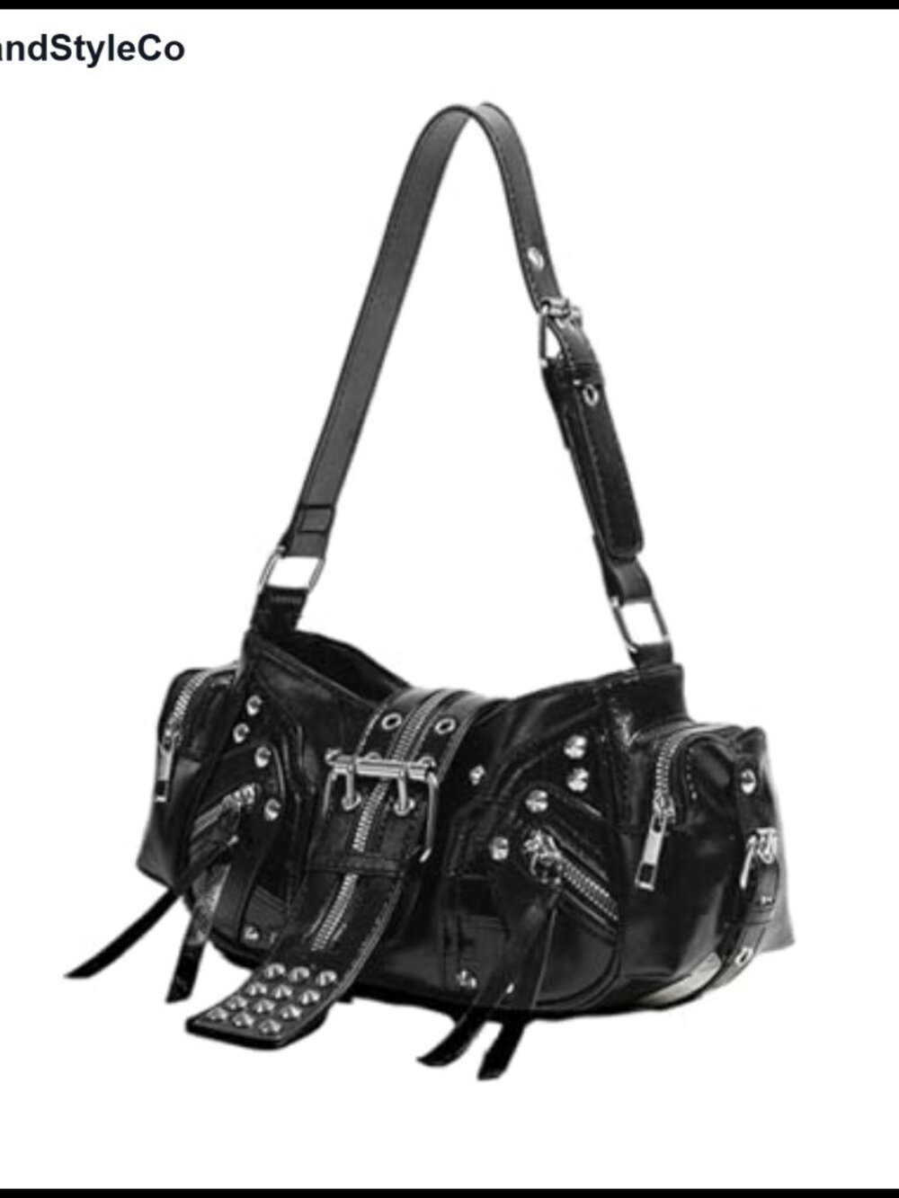 Studded Shoulder Bag Buckle Y2K Punk PU Leather Handbags